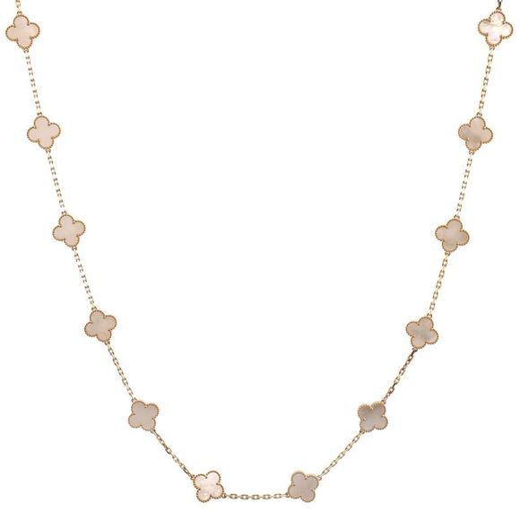 Van Cleef & Arpels Jewelry - Van Cleef & Arpels Vintage Alhambra 20 Motifs Necklace 18K Yellow Gold and Mothe